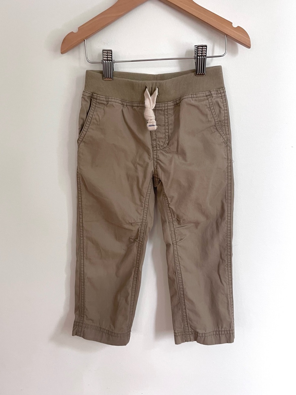 $7 💥Woven Modern Grey Pull-On Khakis Chinos, Ribbed Waistband, Pockets